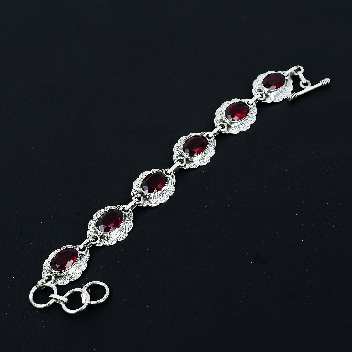Handmade Red Garnet Sterling Silver Bracelet