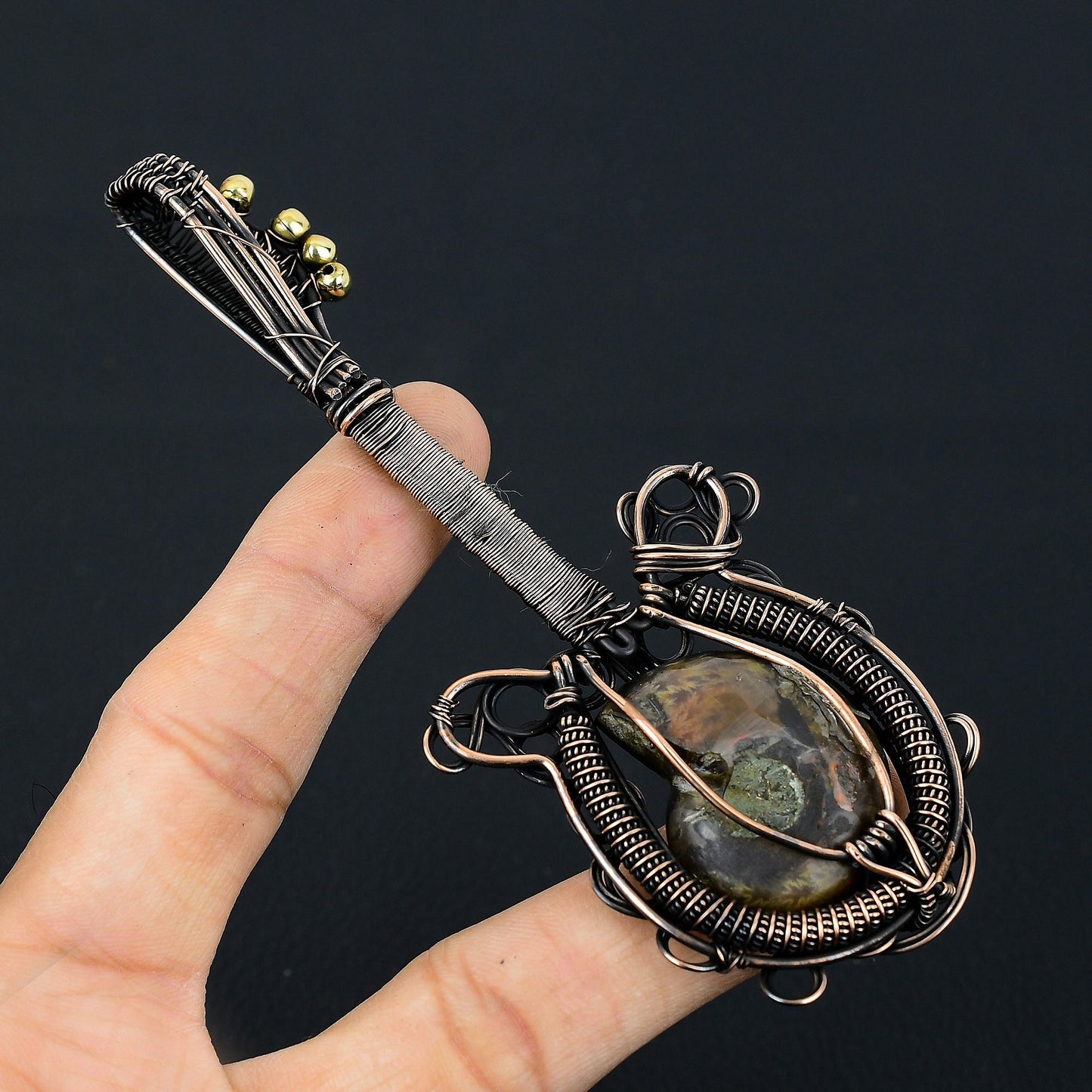 Copper Ammonite Gemstone Pendant