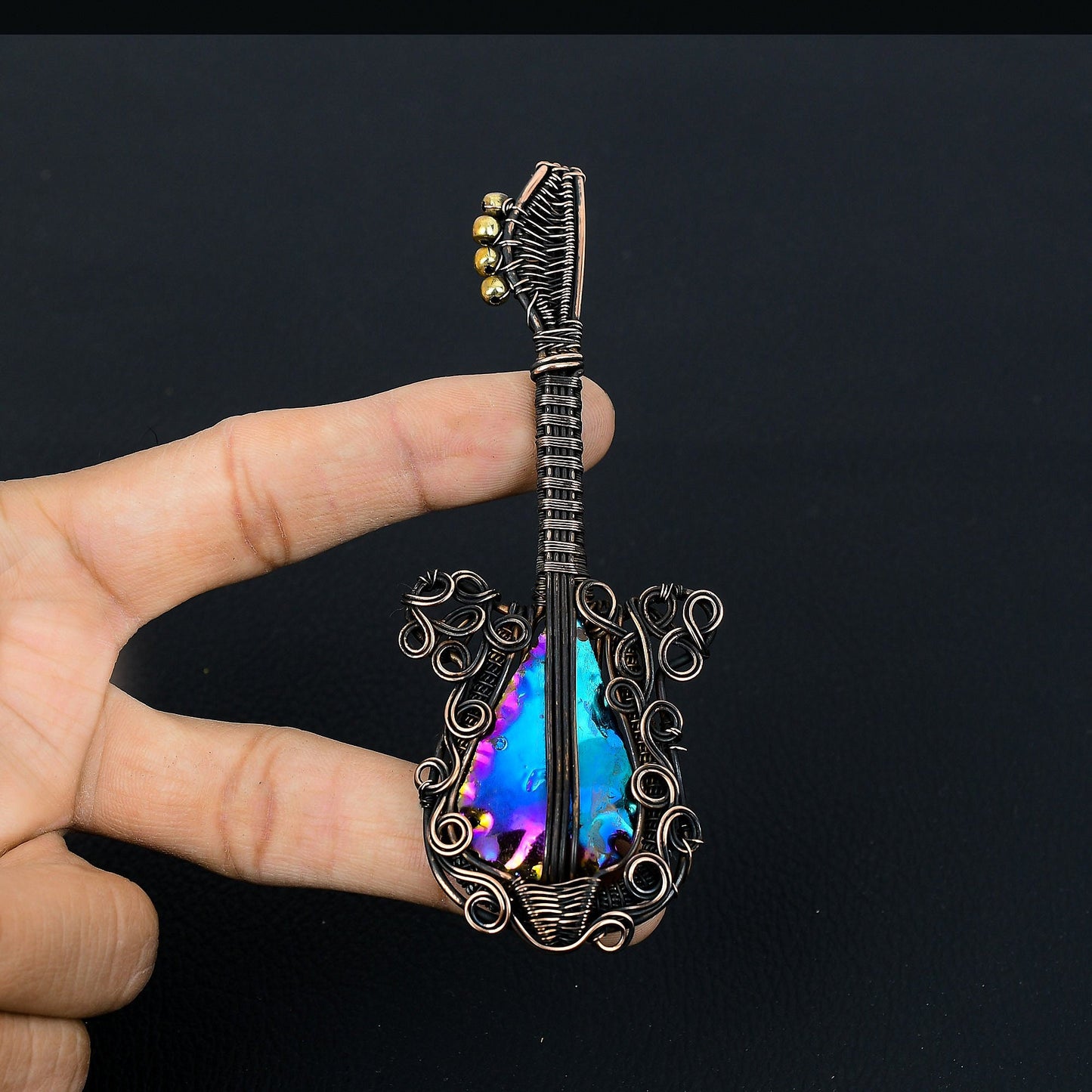Rainbow Titanium Druzy Gemstone Pendant