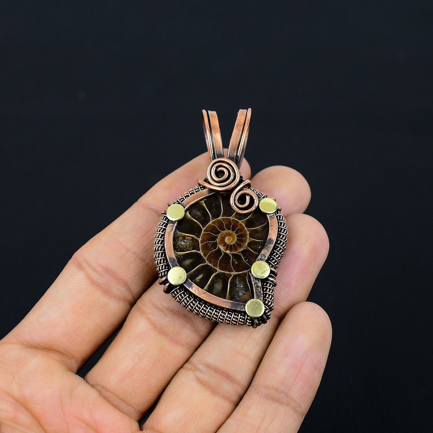 Brown Ammonite Gemstone Pendant