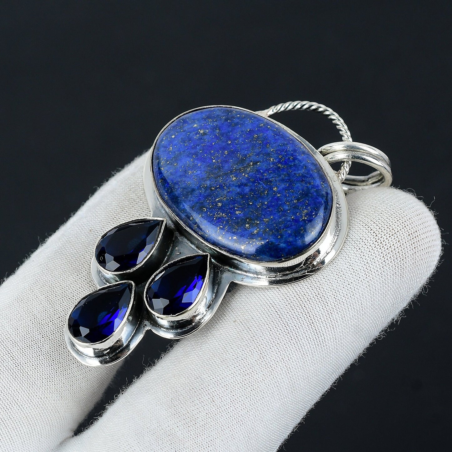 Blue Lapis Lazuli & London Blue Topaz Gemstone Pendant