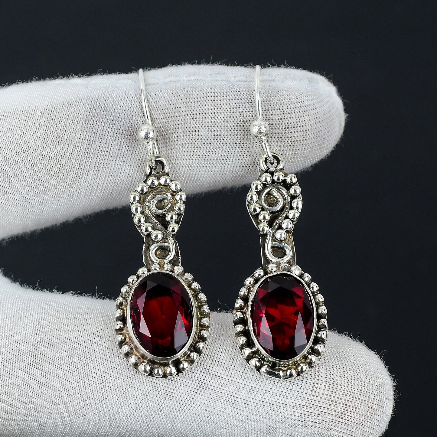 Red Garnet Gemstone Earrings