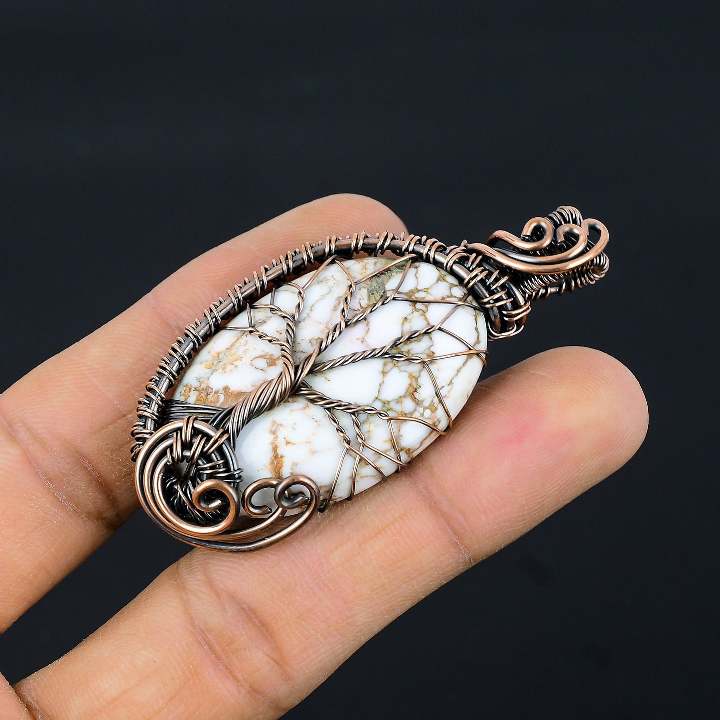 Brown & White Wild Horse Gemstone Pendant