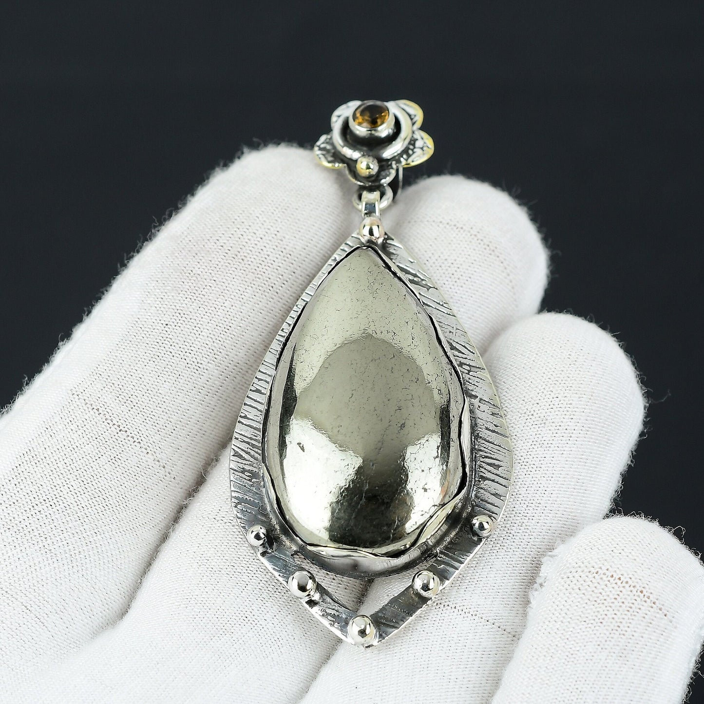 Gold Apache Pyrite Gemstone Pendant