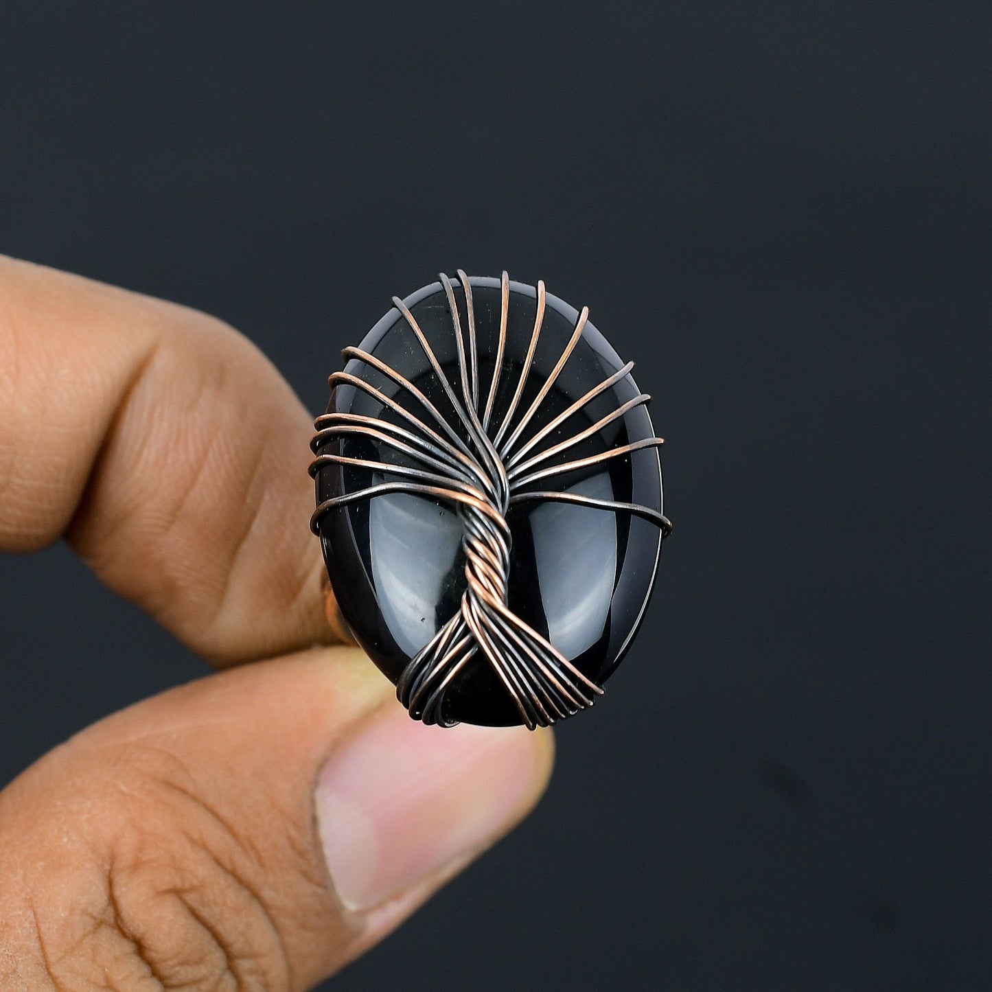 Black Onyx Gemstone Copper Ring