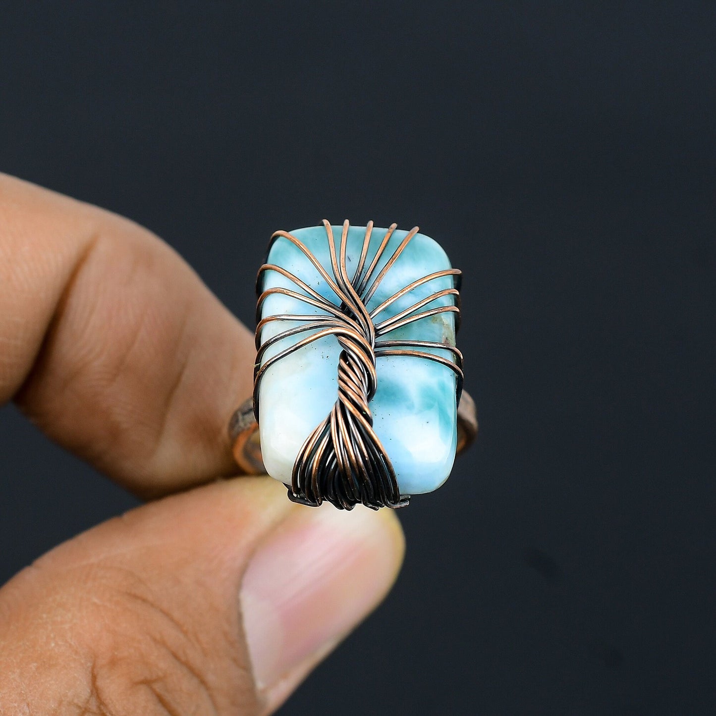 Blue Larimar Gemstone Ring