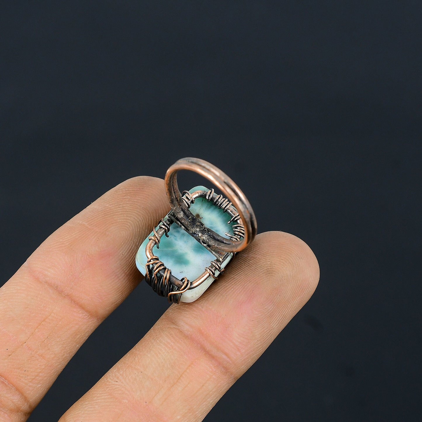 Blue Larimar Gemstone Ring