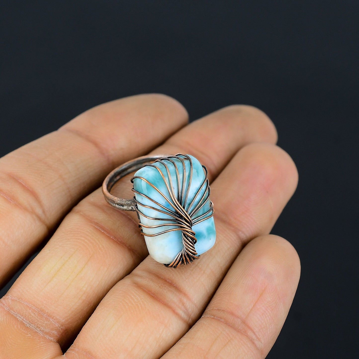 Blue Larimar Gemstone Ring