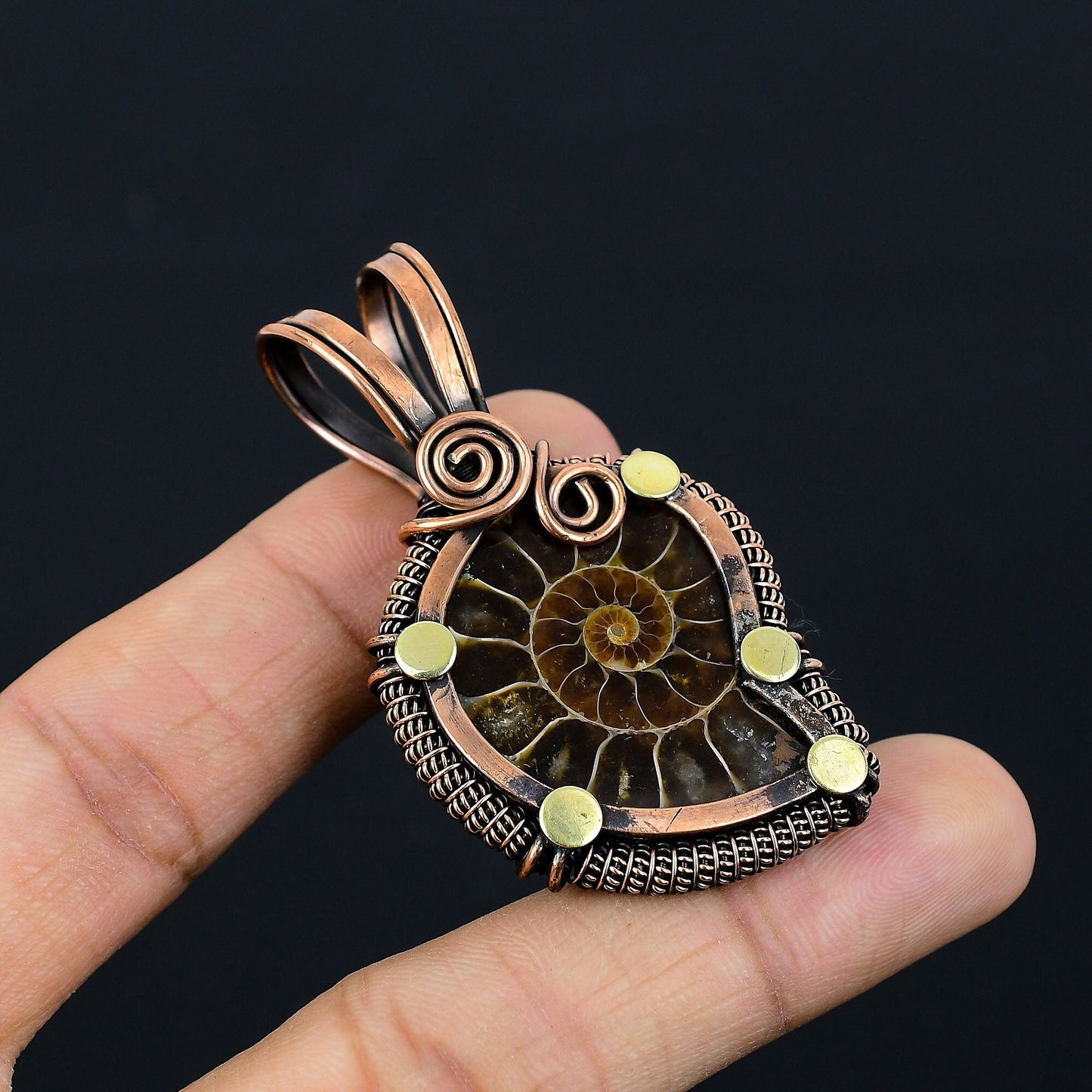 Brown Ammonite Gemstone Pendant