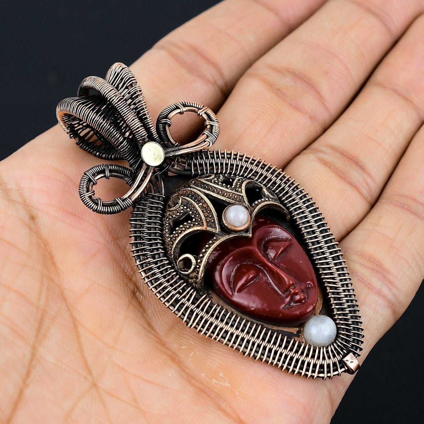 Red Moonstone Gemstone Pendant