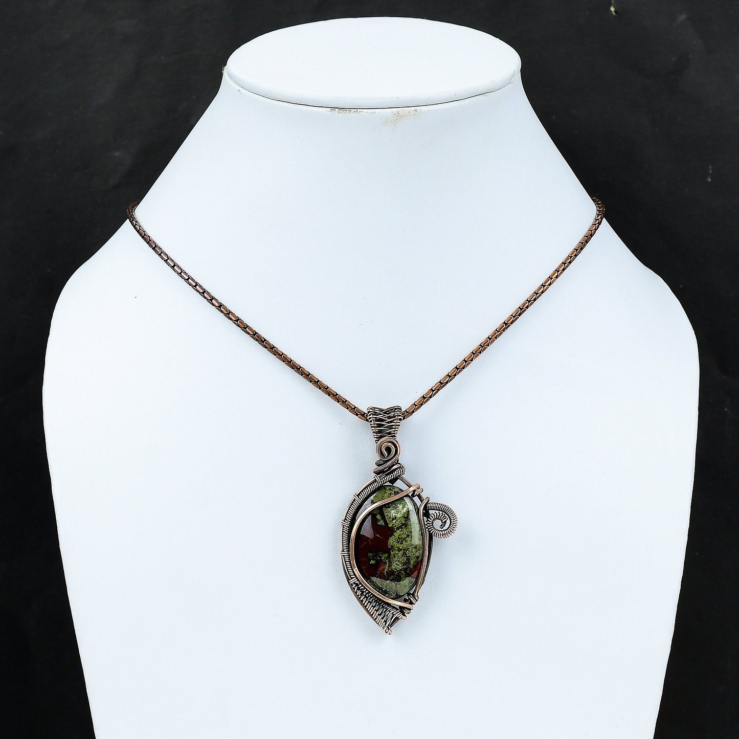 Green Red Dragon Blood Jasper Gemstone Pendant