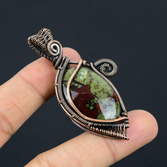 Green Red Dragon Blood Jasper Gemstone Pendant
