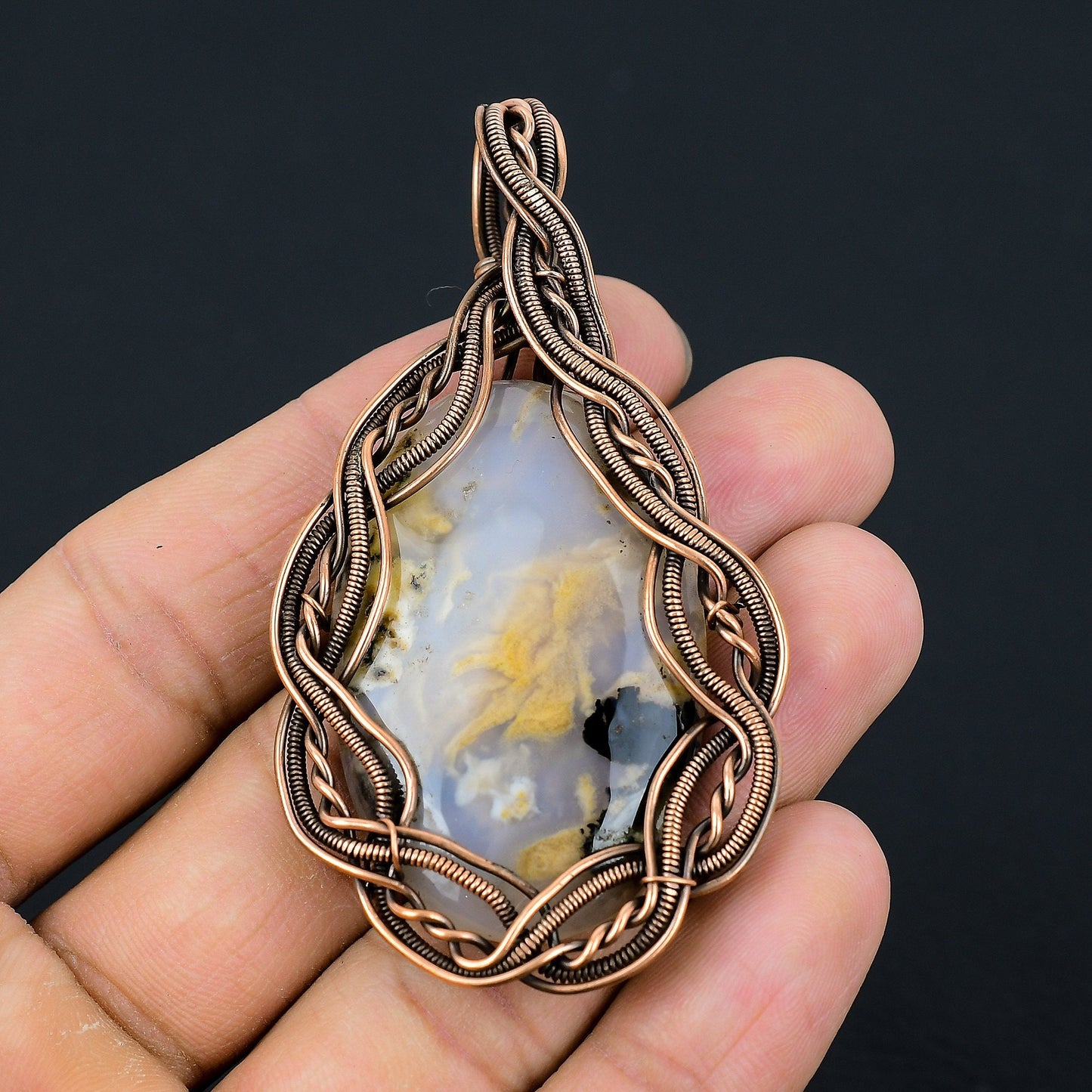 Golden Brown Tiger Dendrite Gemstone Pendant
