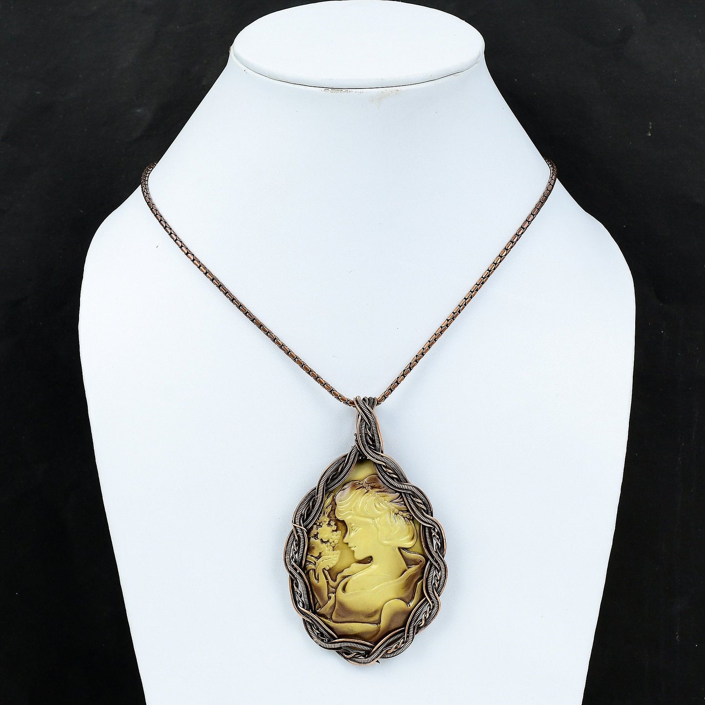 Copper Cameo Gemstone Pendant