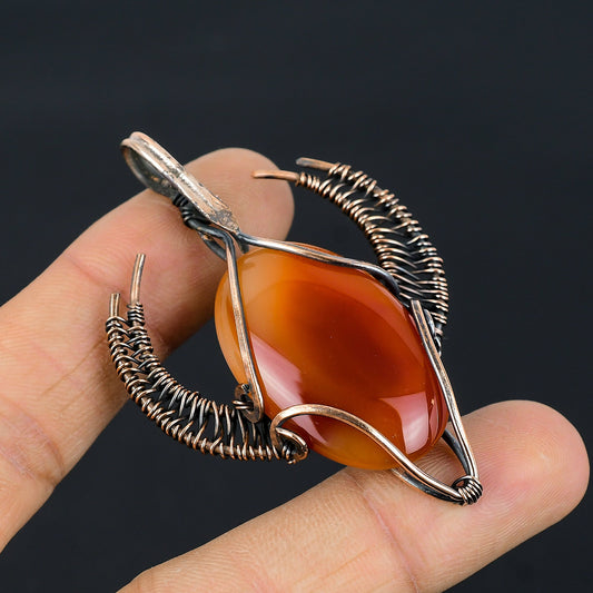 Orange Carnelian Gemstone Bull Pendant