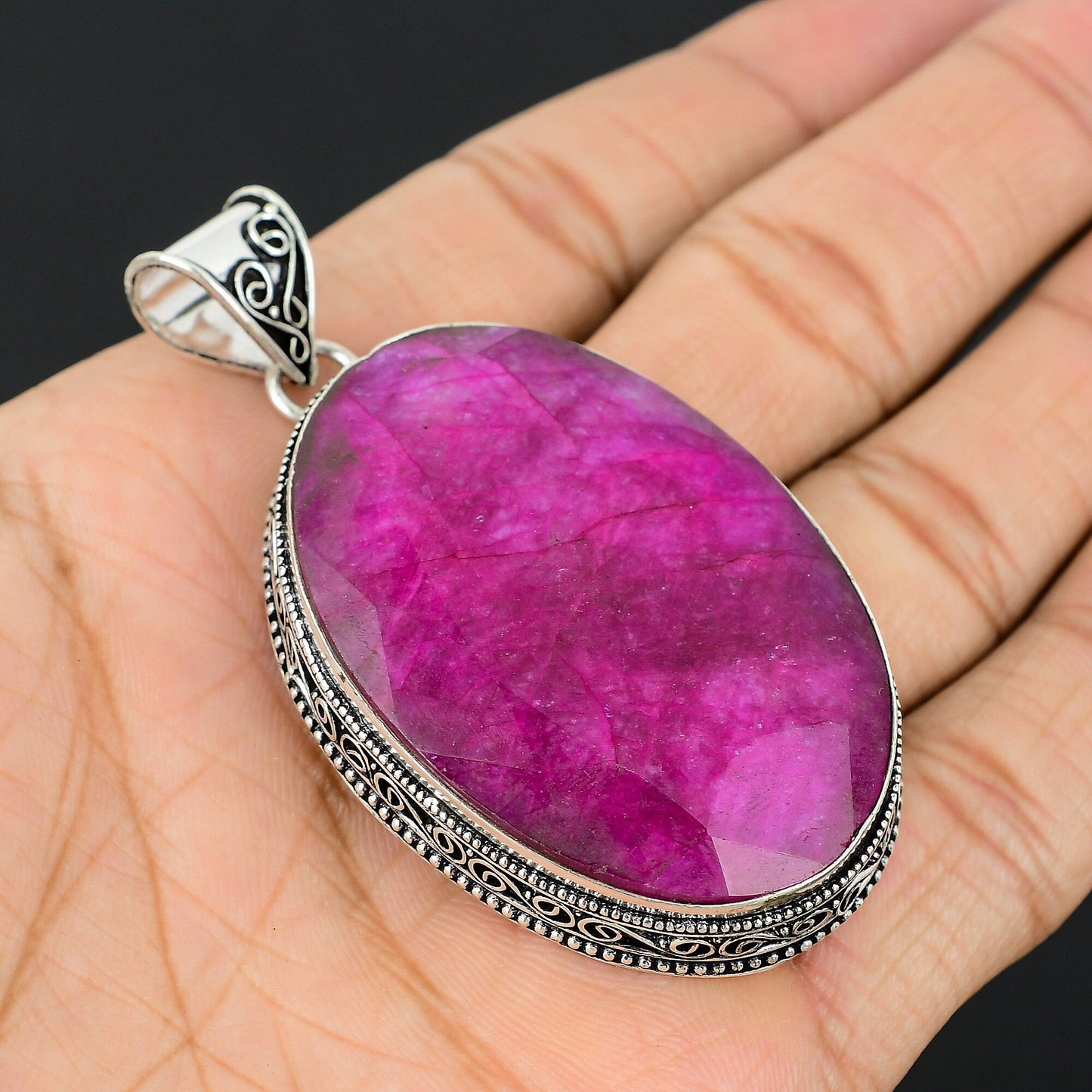 Ruby Gemstone Silver Pendant
