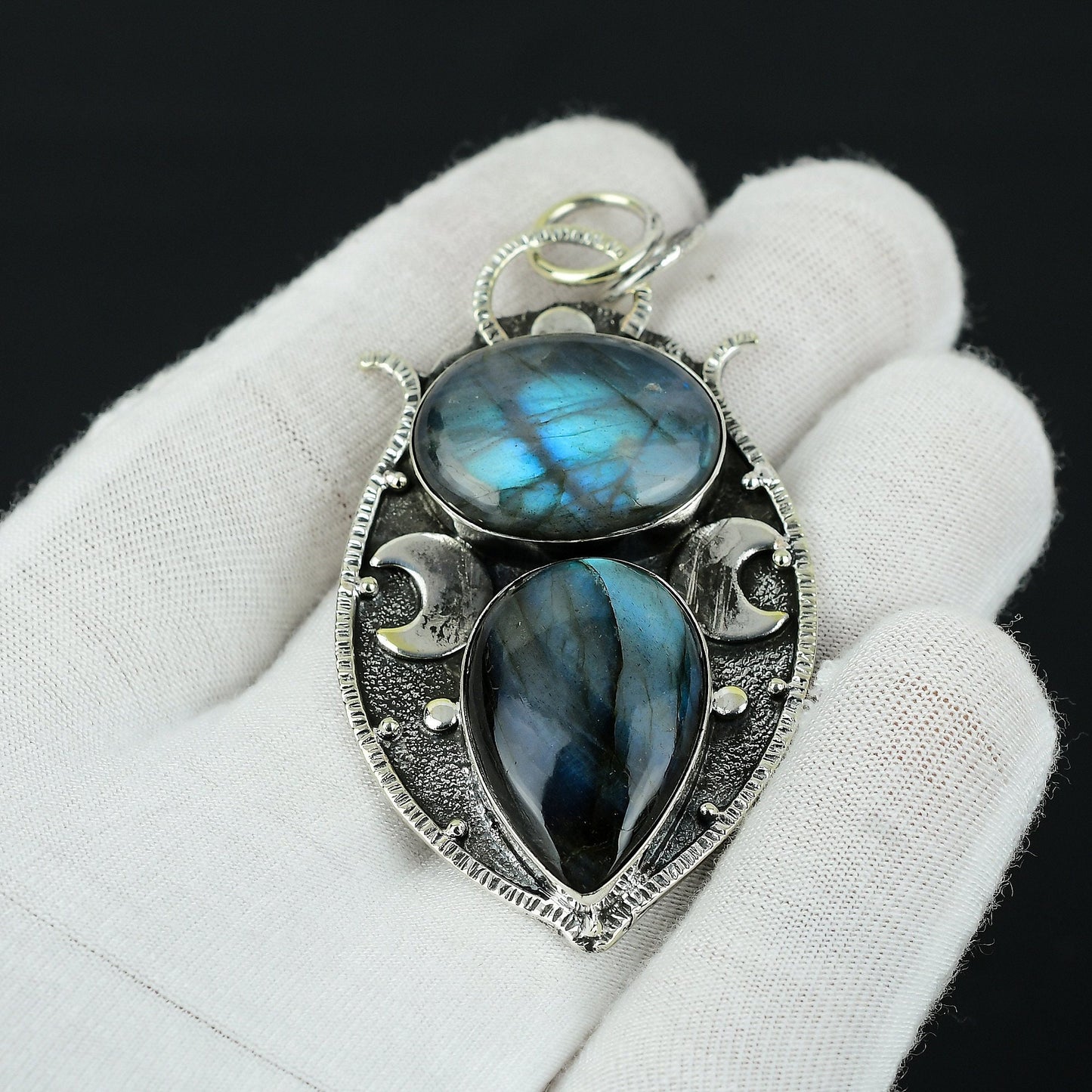 Blue Labradorite Double Gemstone Pendant