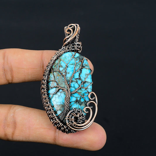 Turquoise Gemstone Tree of Life Pendant