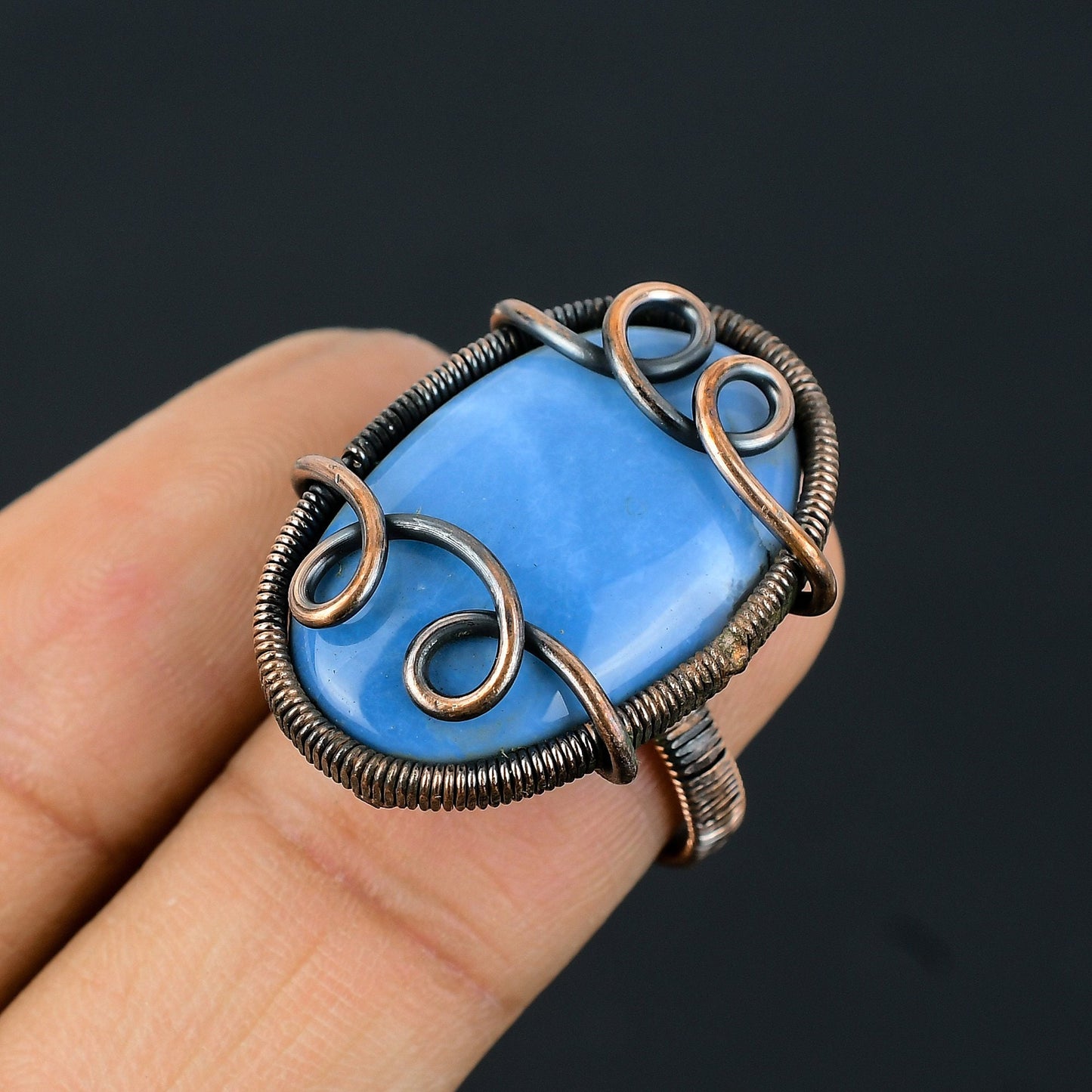 Blue Owyhee Opal Gemstone Ring