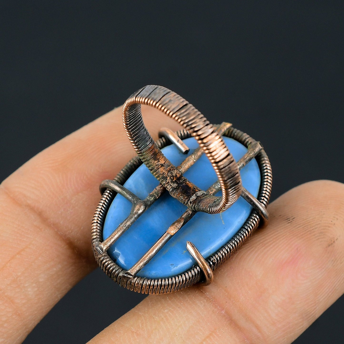 Blue Owyhee Opal Gemstone Ring