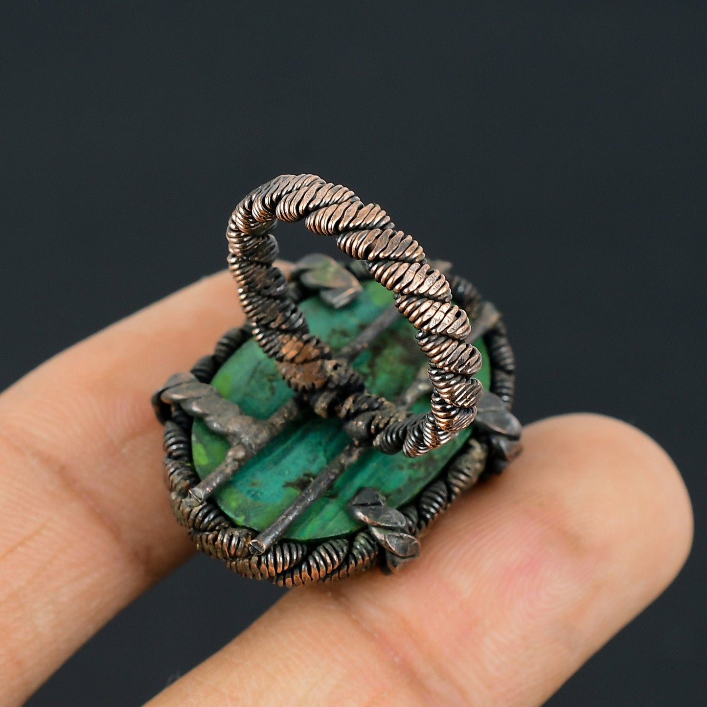 Green Malachite Gemstone Ring