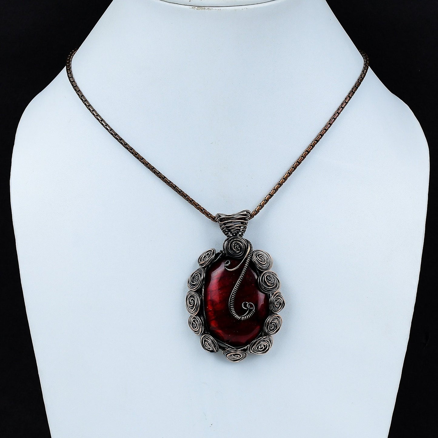 Red Fire Labradorite Gemstone Pendant