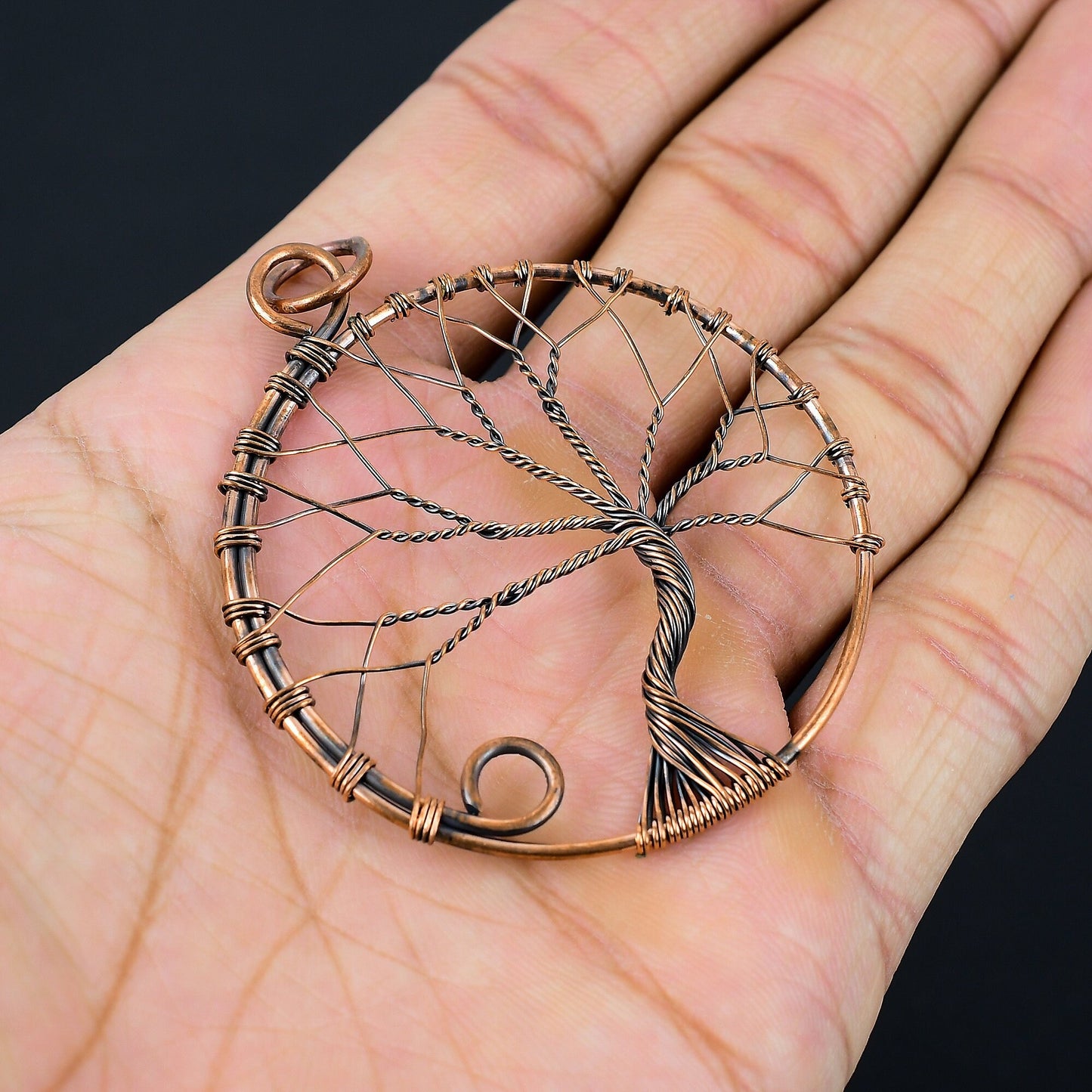 Copper Tree of Life Gemstone Pendant