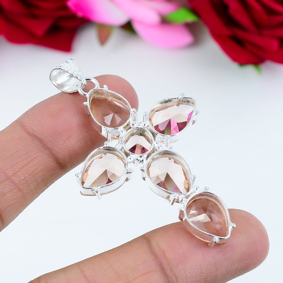 Pink Morganite Cross Pendant