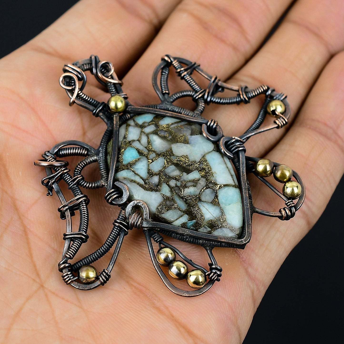 Copper Larimar Gemstone Pendant
