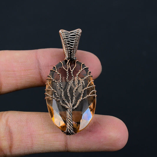 Pink Morganite Gemstone Tree of Life Pendant