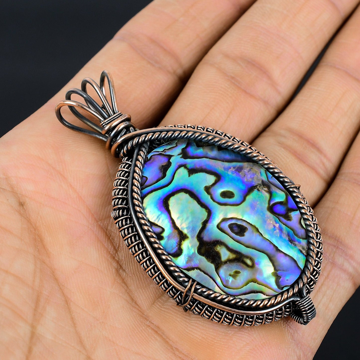 Copper Abalone Gemstone Pendant
