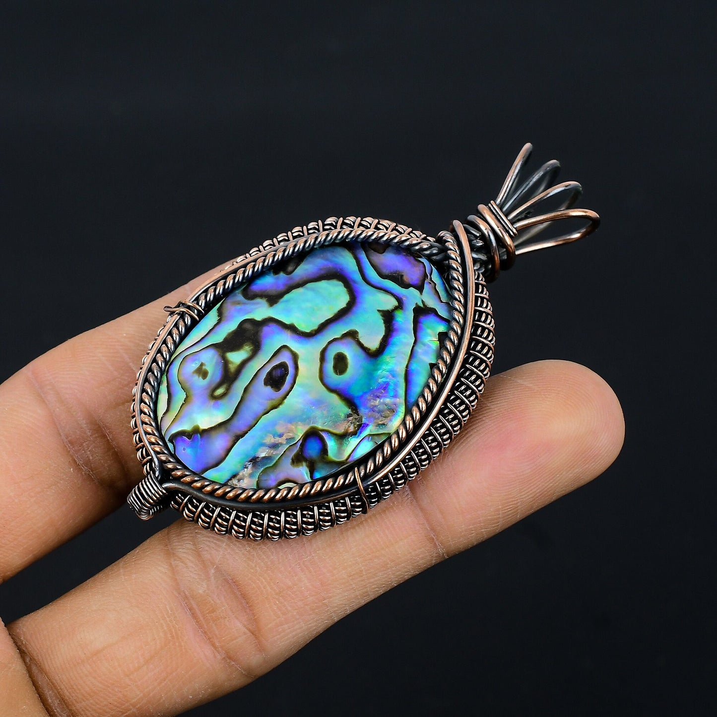 Copper Abalone Gemstone Pendant