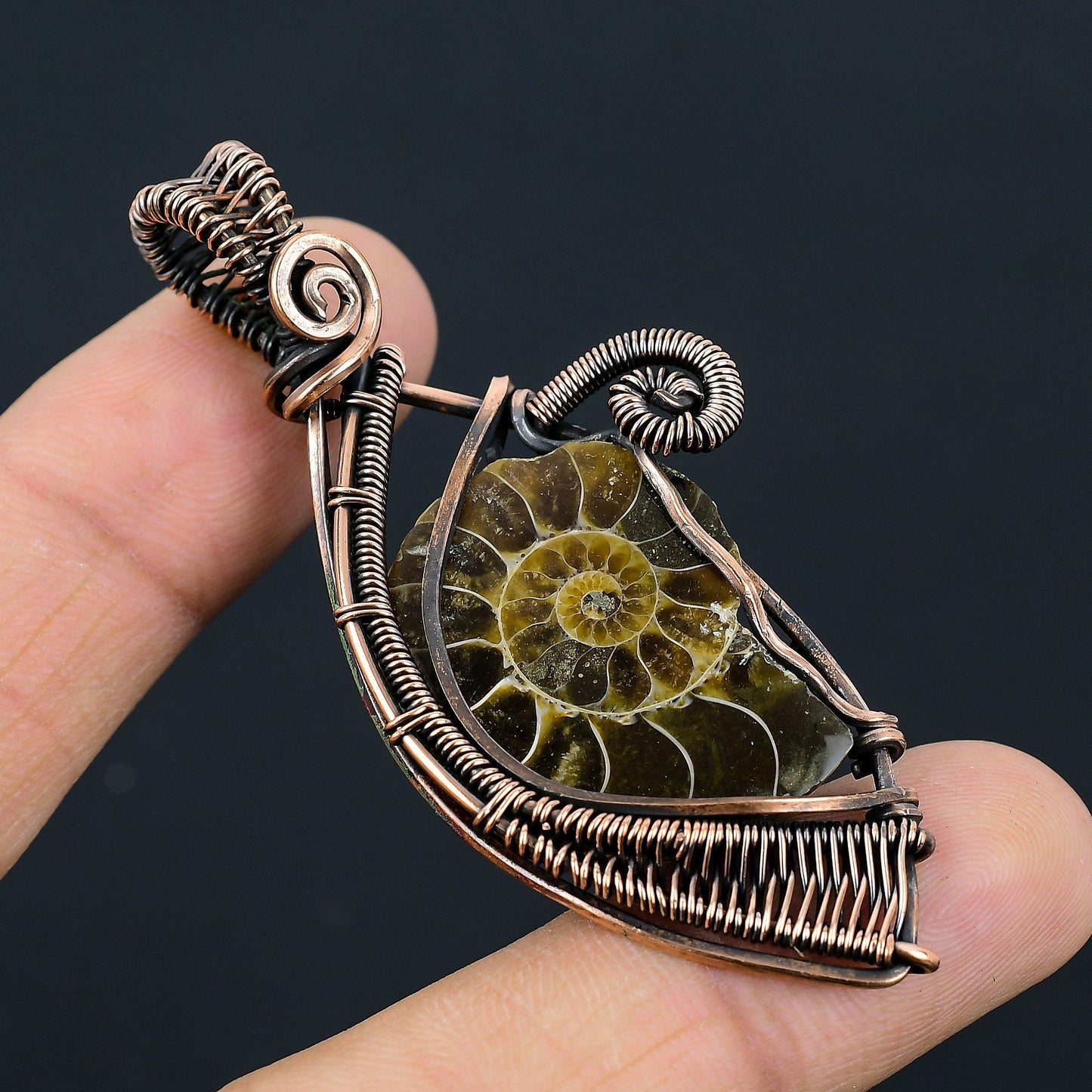Brown Ammonite Gemstone Pendant