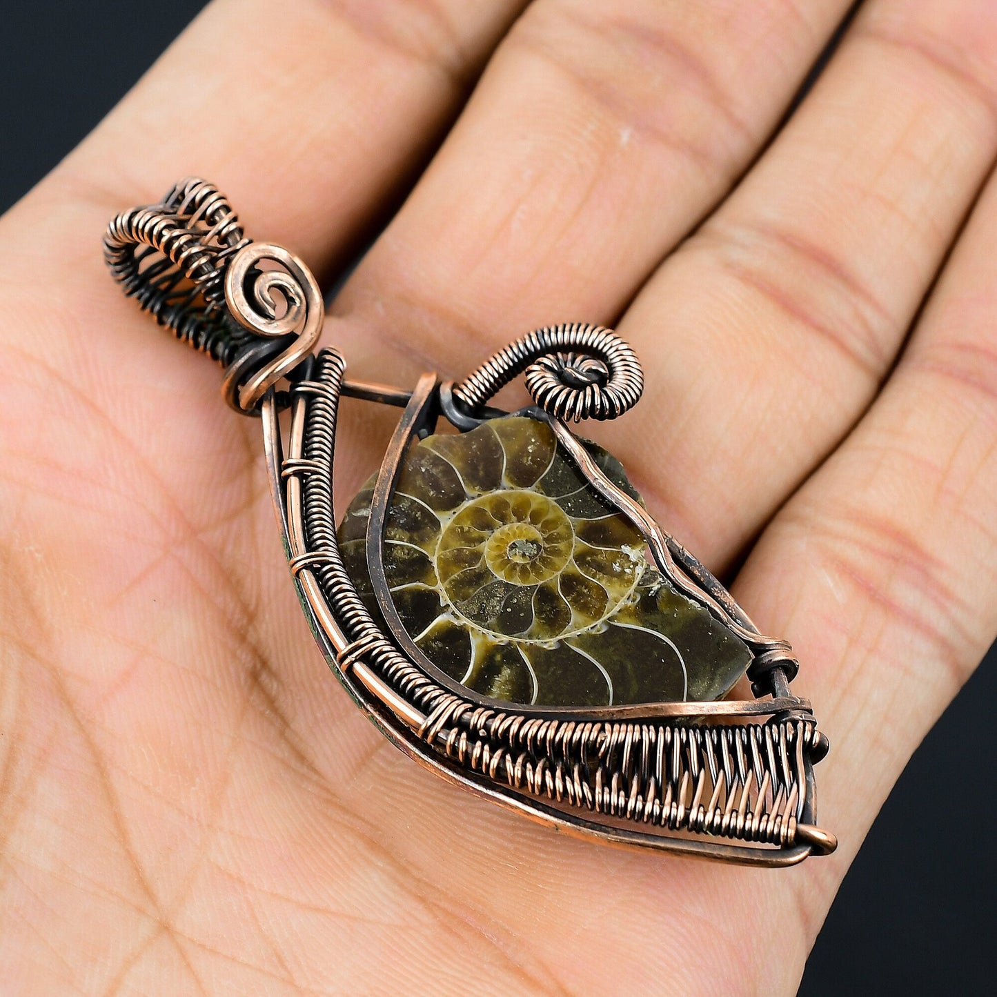Brown Ammonite Gemstone Pendant