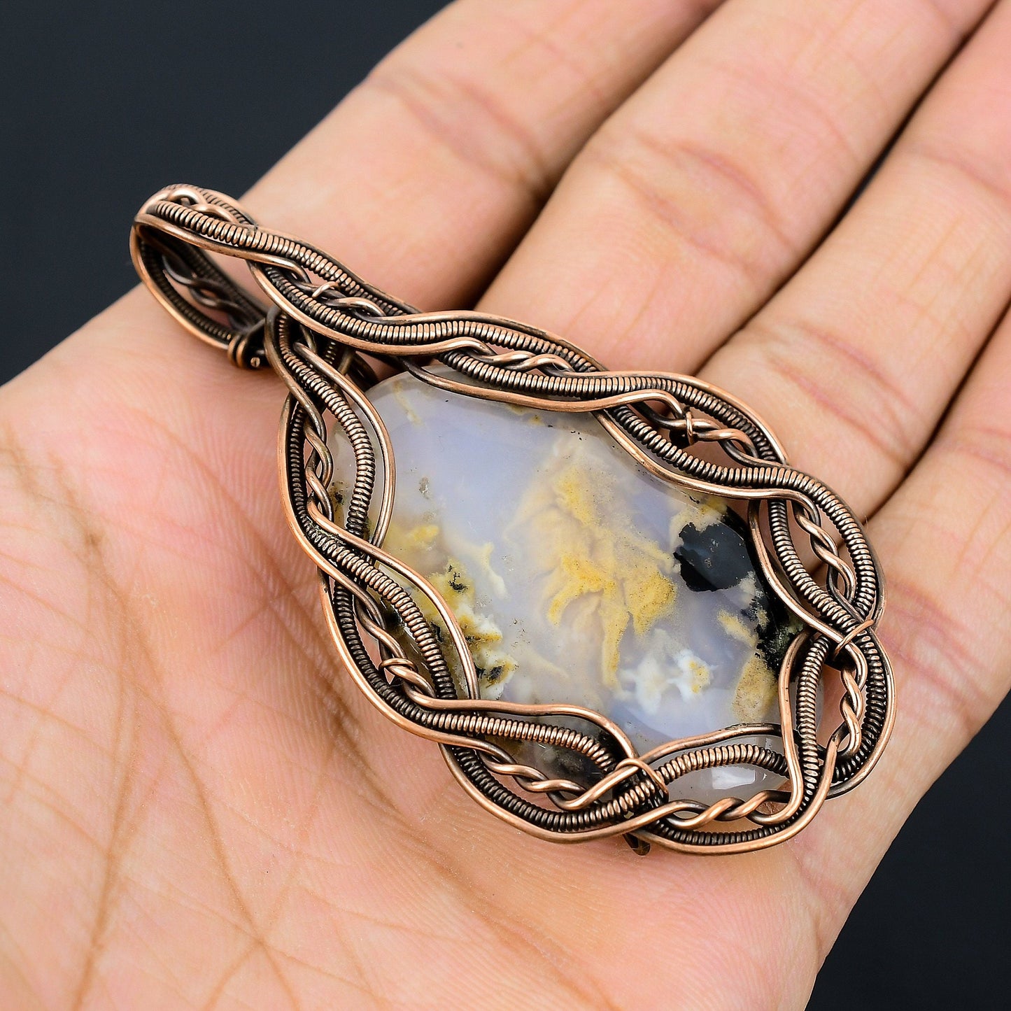 Golden Brown Tiger Dendrite Gemstone Pendant