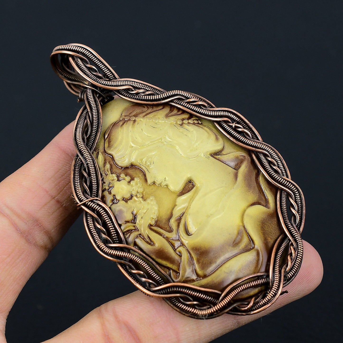 Copper Cameo Gemstone Pendant