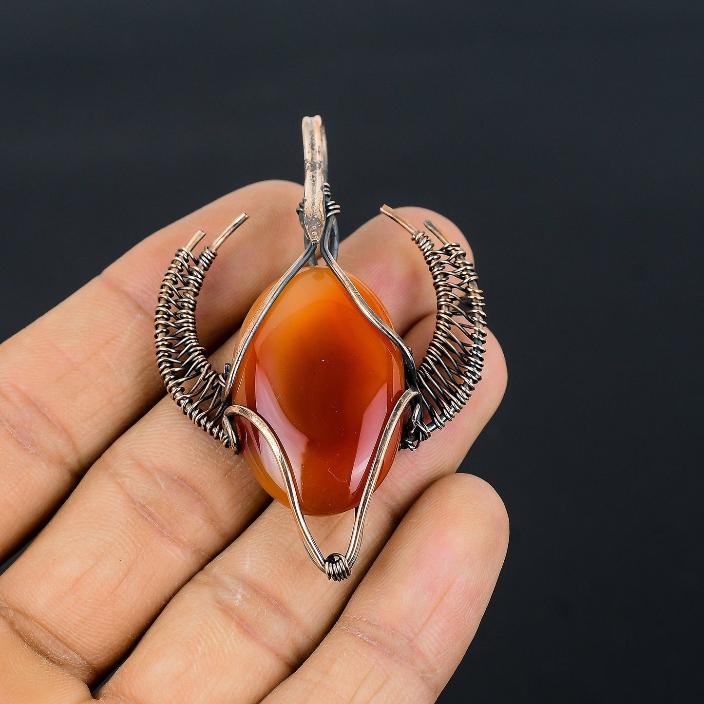 Orange Carnelian Gemstone Bull Pendant