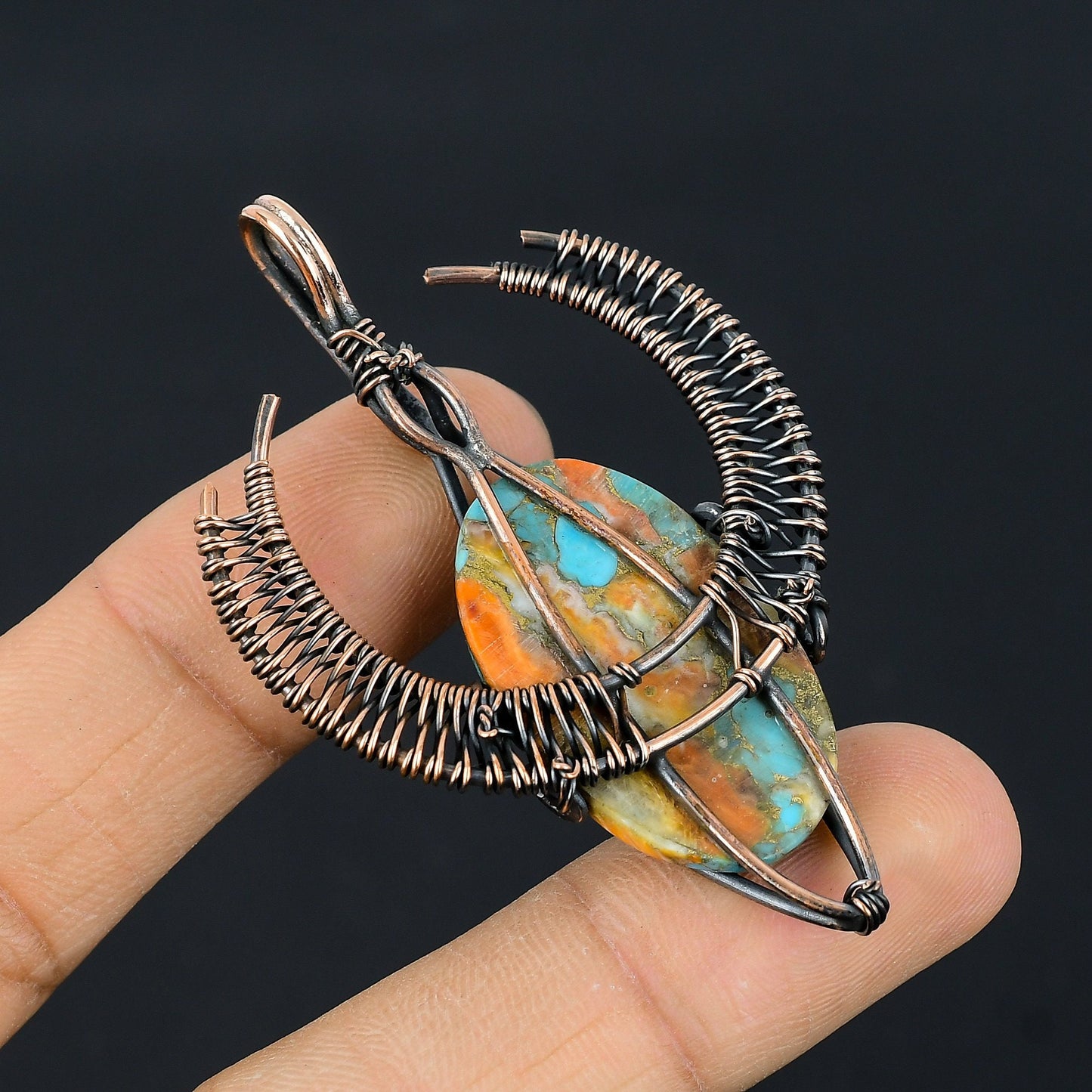 Orange Spiny Oyster Gemstone Pendant