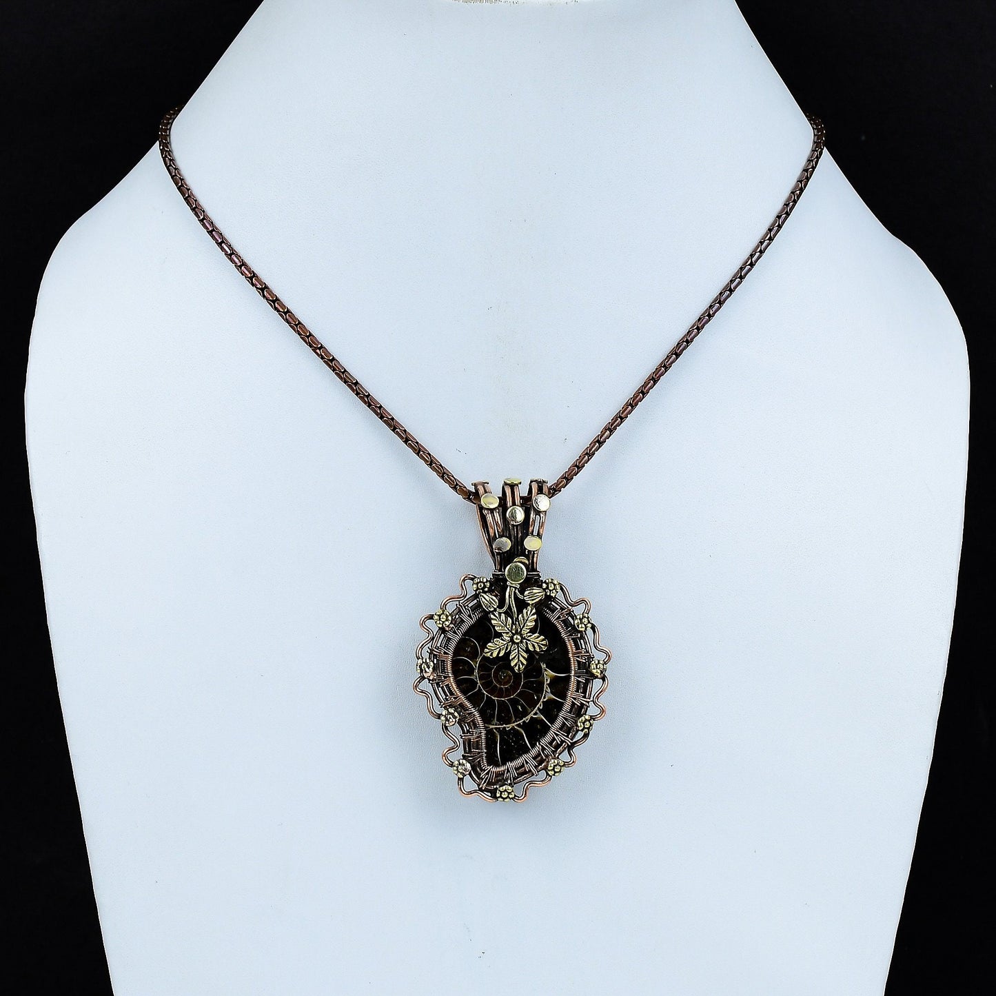 Copper Ammonite Gemstone Pendant