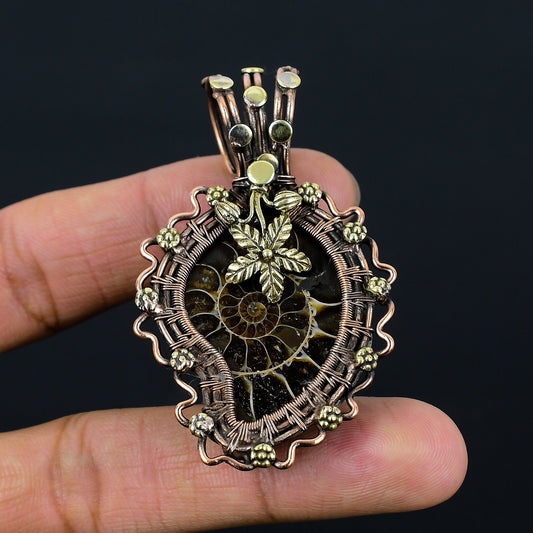 Copper Ammonite Gemstone Pendant