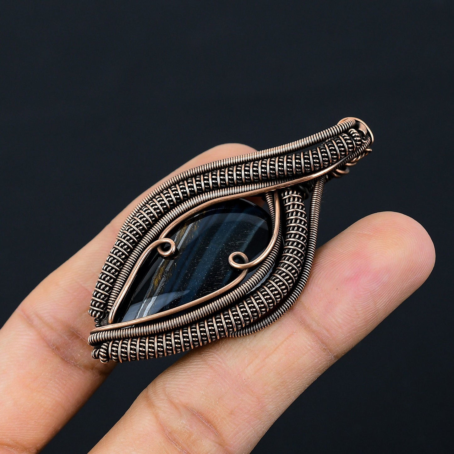 Blue Tiger Eye Gemstone Pendant