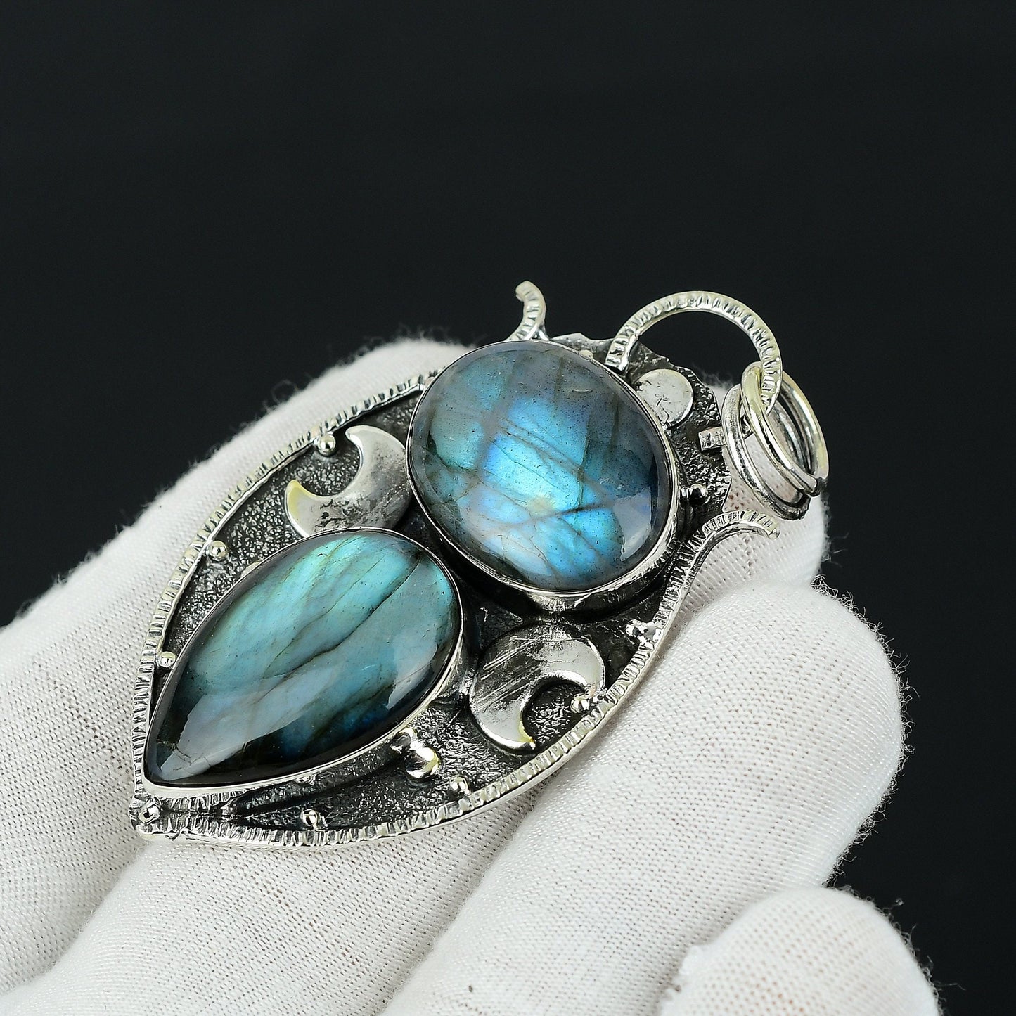 Blue Labradorite Double Gemstone Pendant