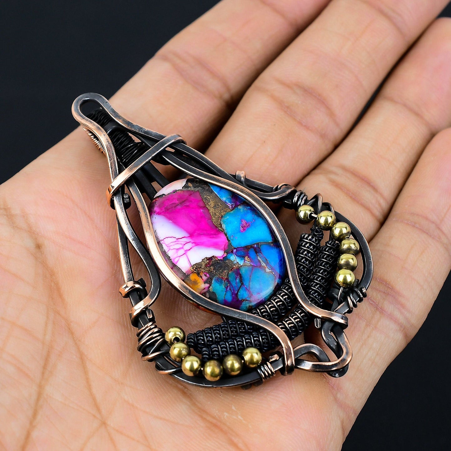 Pink Turquoise Gemstone Pendant