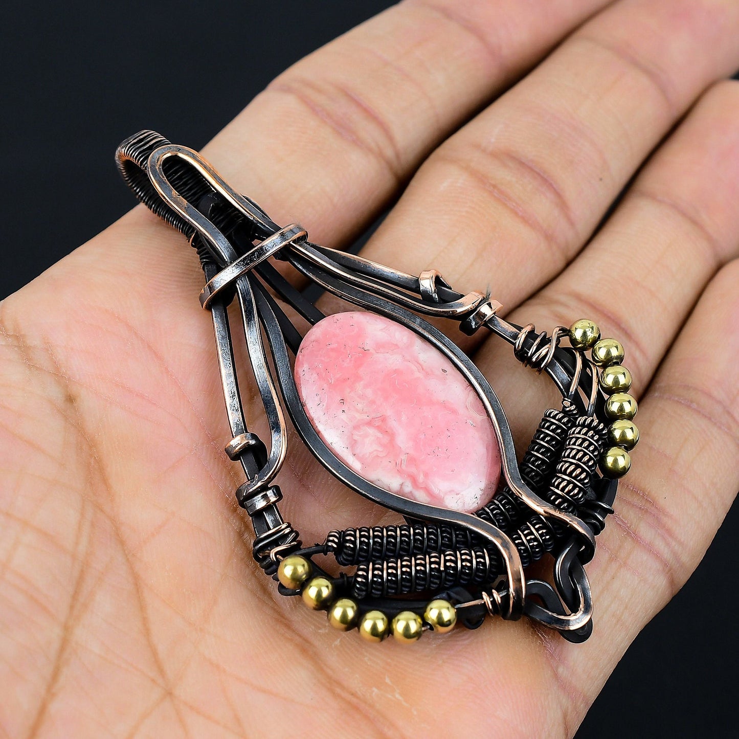 Pink Rhodochrosite Gemstone Pendant