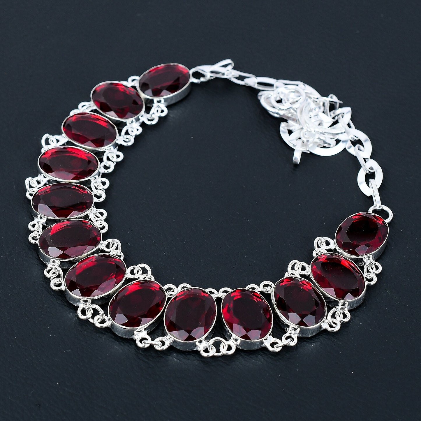 Red Garnet Sterling Silver Necklace