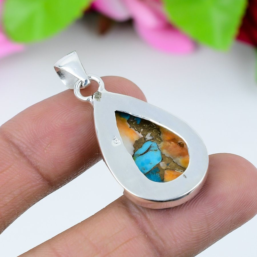 Orange Spiny Oyster Gemstone Pendant