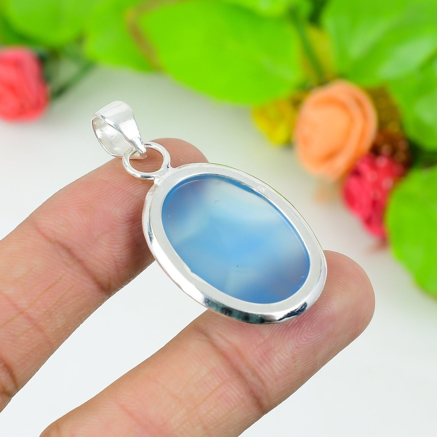 Blue Chalcedony Gemstone Pendant