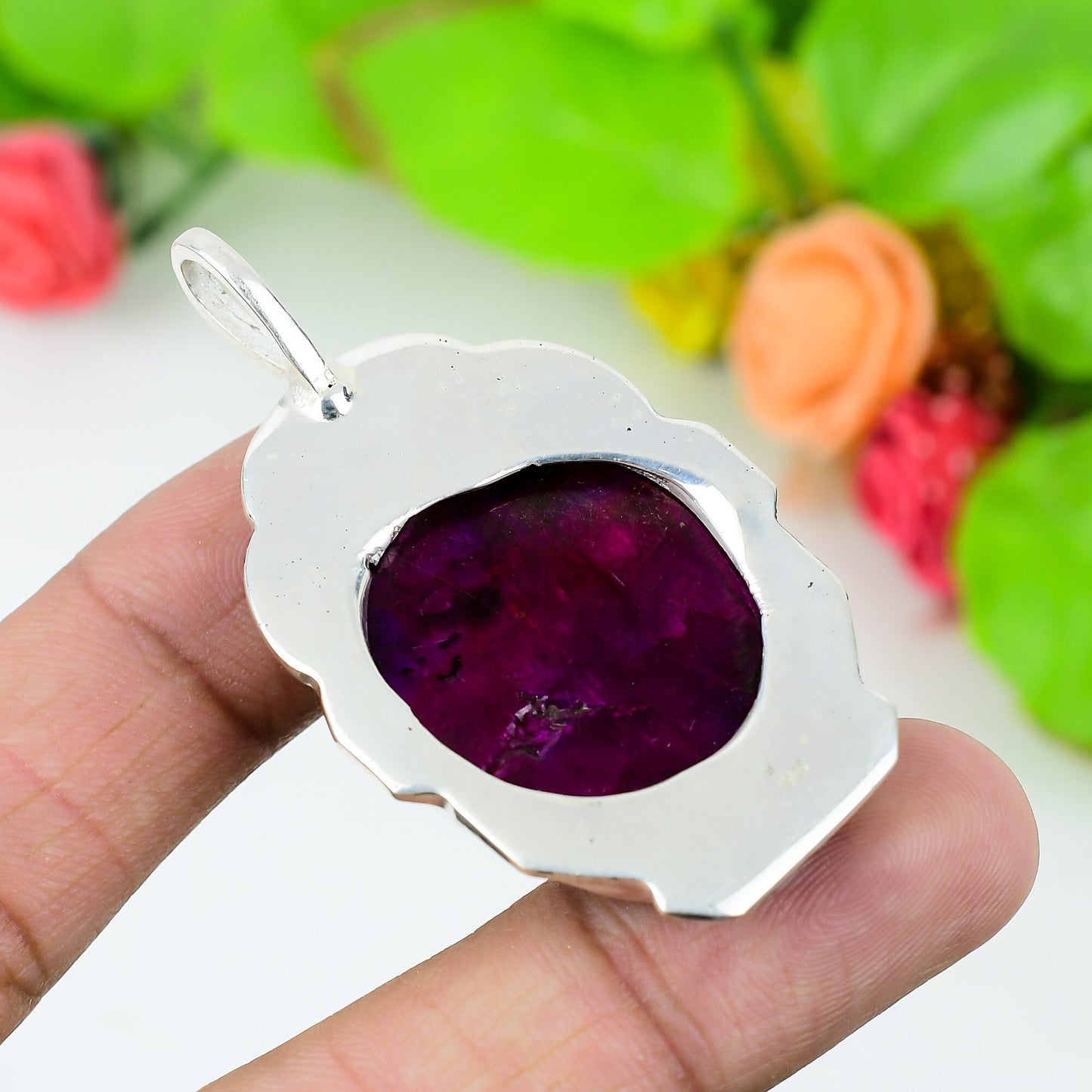 Pink Flash Labradorite Gemstone Pendant