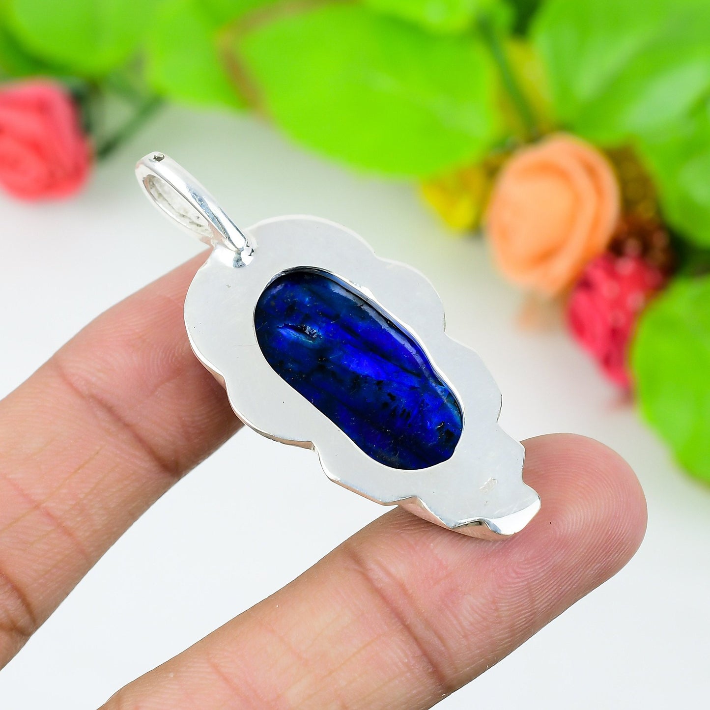 Blue Flash Labradorite Sterling Silver Pendant