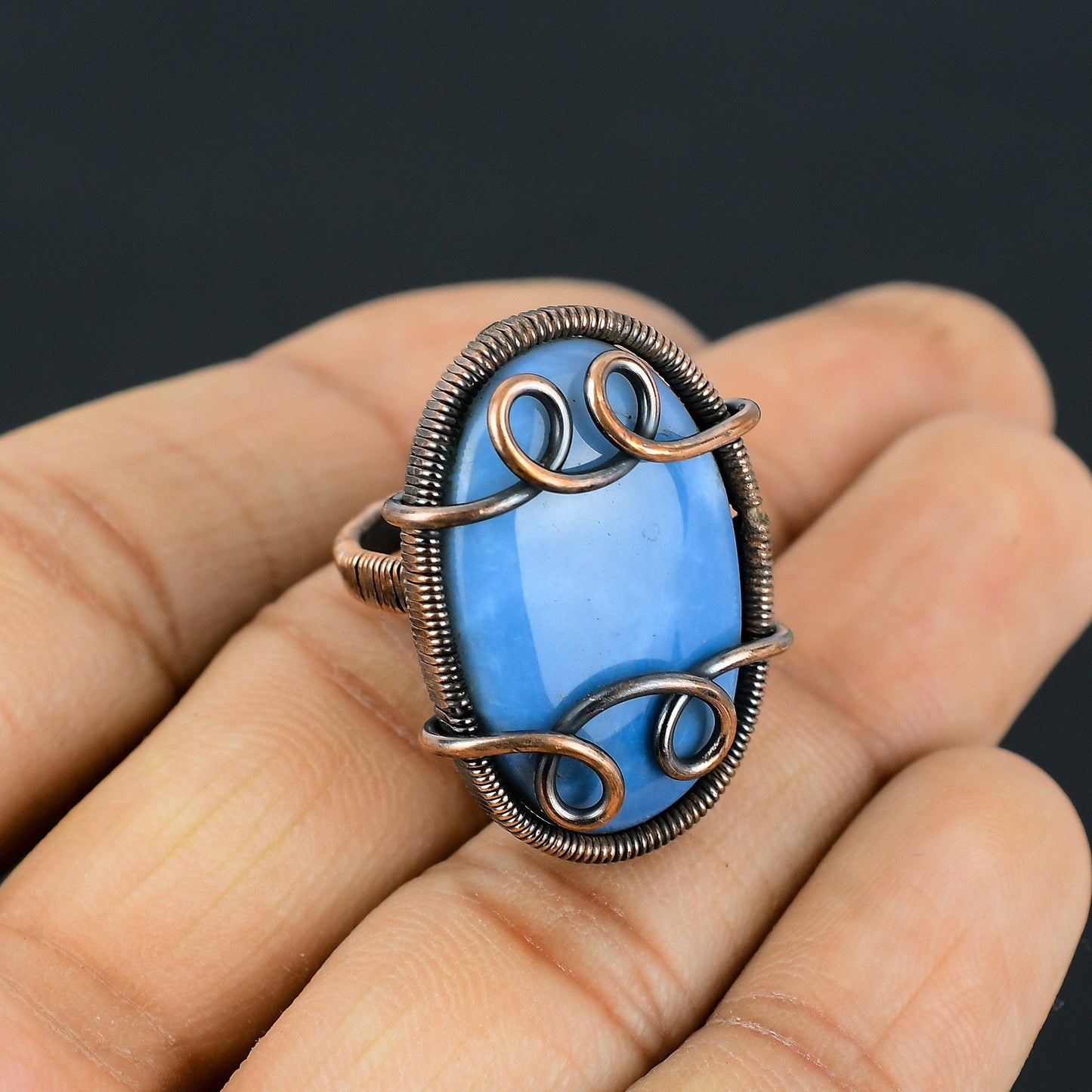 Blue Owyhee Opal Gemstone Ring